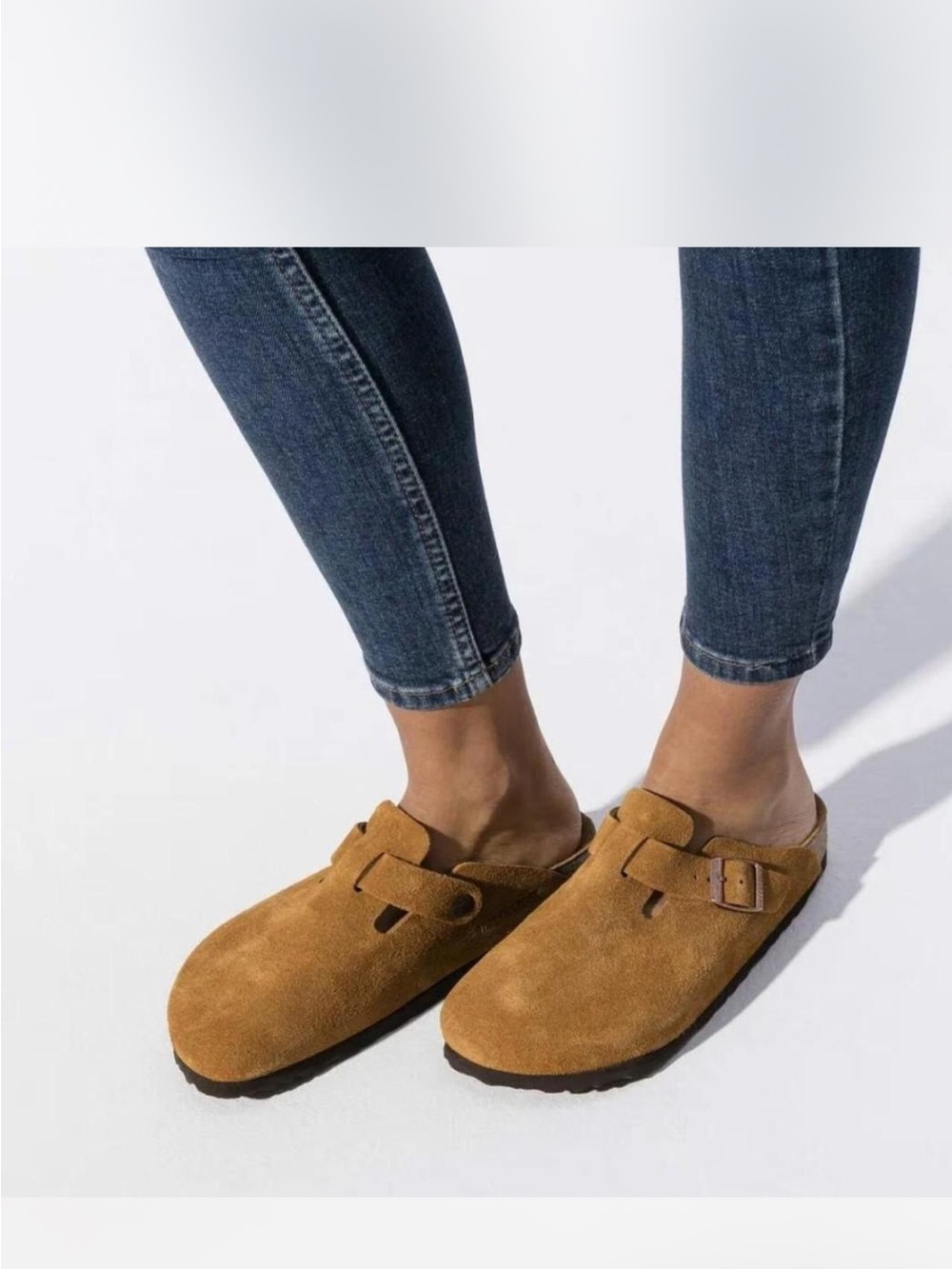 Birkenstock Brown Suede Boston Clogs - Picture 2 of 8